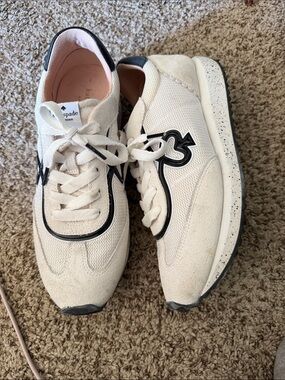 kate spade ♠️ Sz 10 Cream and Black Lace-Up Sneakers GUC